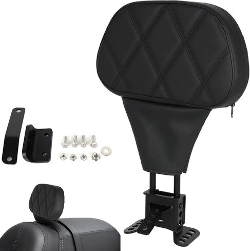 Motorcycle Adjustable Driver Rider Backrest Fits for Harley Davidson Touring Street Glide Road Glide Road King Ultra Limited Electra, Stitch Backrest Pad Black 2009-2025 Black Style A in Saudi Arabia