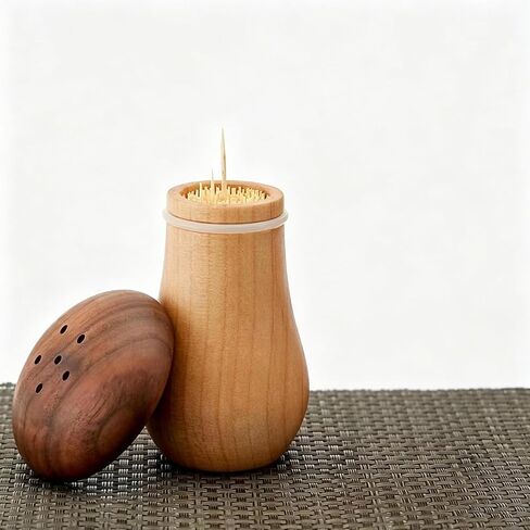Wooden Mushroom Toothpick Holder Vintage Chinese Style Pop Up Dispenser Rustic Luxury Table Decor for Home Kitchen Coffee Bar in Kuwait