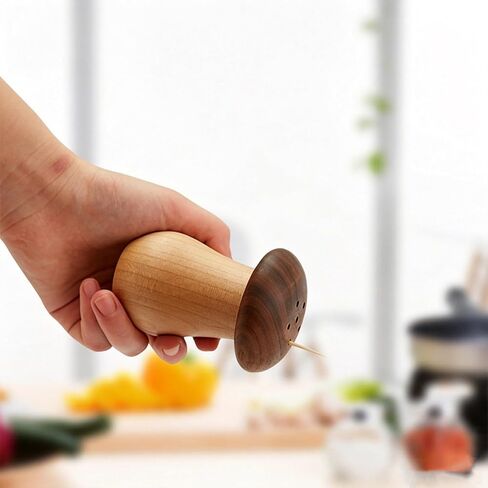 Wooden Mushroom Toothpick Holder Vintage Chinese Style Pop Up Dispenser Rustic Luxury Table Decor for Home Kitchen Coffee Bar in Kuwait