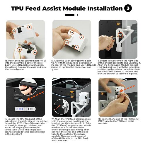 Bamboo Original TPU Feed Assist Module | Fit for Bambu Lab X2D/P2S/H2 Series/P1 Series/X1 Series 3D Printer Soft Flexible Filament Assist Kit Accessories in Kuwait