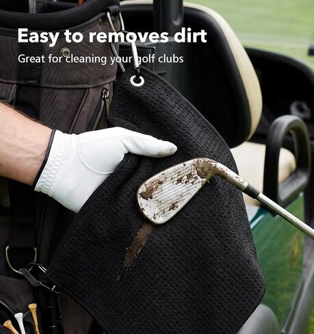 2Pcs Golf Bag Towel, Golf Towels for Men 11.8" x 11.8" Microfiber Waffle Weave in Kuwait