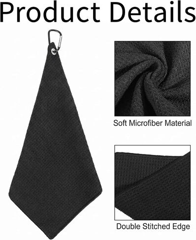 2 Pcs Golf Towels for Men, 11.8 X 11.8 Microfiber Towel with Clip, Waffle Cleaning Towel for Golf Bag Accessories for Men and Women in Kuwait