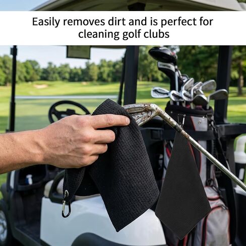 2 Pcs Golf Towels for Men, 11.8 X 11.8 Microfiber Towel with Clip, Waffle Cleaning Towel for Golf Bag Accessories for Men and Women in Kuwait