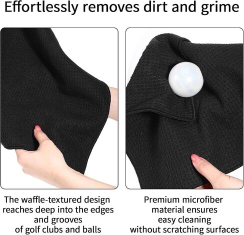 2 Pcs Golf Towels for Men, 11.8 X 11.8 Microfiber Towel with Clip, Waffle Cleaning Towel for Golf Bag Accessories for Men and Women in Kuwait