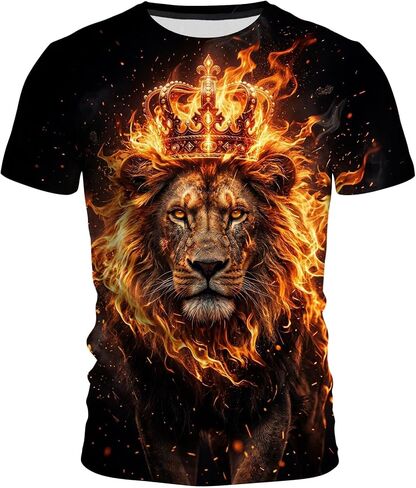 Funny Novelty Party Lion Shirt Graphic 3D T-Shirt Short Sleeve Crewneck Shirts for Men S-4XL in Kuwait