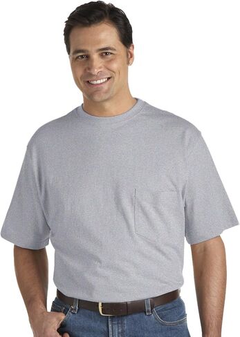 Harbor Bay by DXL Men's Big and Tall Moisture-Wicking Pocket T-Shirt Grey Heather 4XLT in Kuwait