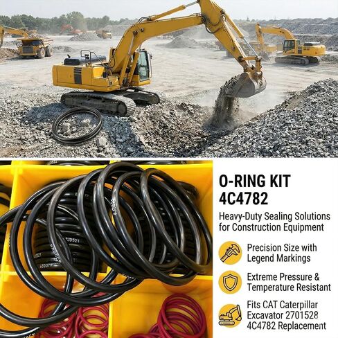 4C-4782 270-1528 O-Ring Kit with Precision Pick, NBR 90 Hydraulic Seal Assortment Fits CAT Caterpillar Excavator, High Pressure SAE STOR ORFS Fitting Sealing Sets, 32 Sizes - 580PCS in Kuwait