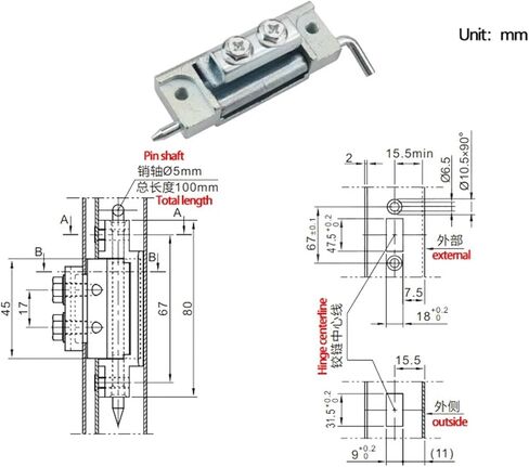 Door Hinge Concealed Type Zinc Alloy 1Pcs in Saudi Arabia