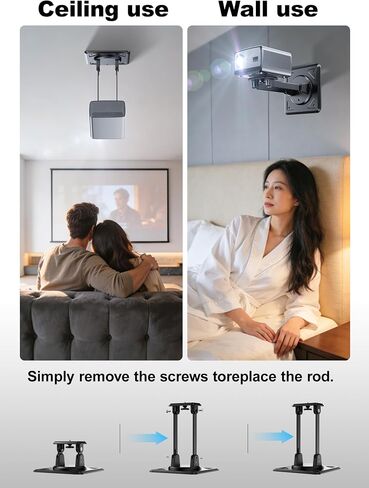 حامل جهاز عرض 3 في 1، حامل سطح المكتب على الحائط، دوران 360 درجة وإمالة 180 درجة، برغي 1/4 بوصة، مادة ABS، يعمل مع Nebula Capsule 3/Air/Pro، XGIMI Halo+/MoGo ومعظم أجهزة العرض (أسود) in Kuwait