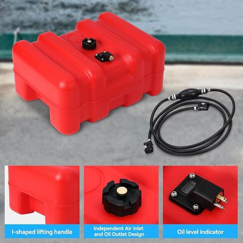 Portable Marine Fuel Tank 14.5 Gallon/55L Boat Gas Tank with Fuel Gauge | Outboard Marine Boat Transfer Tanks With Line & Primer Bulb Pump I-Shaped Handle in Kuwait
