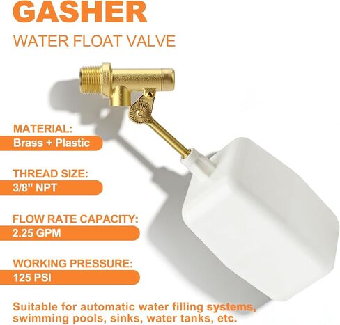 GASHER 3/8" Water Float Valve, 1PCS Water Level Controller for Water Troughs, Fountains, Water fountains, Water Tanks in Kuwait