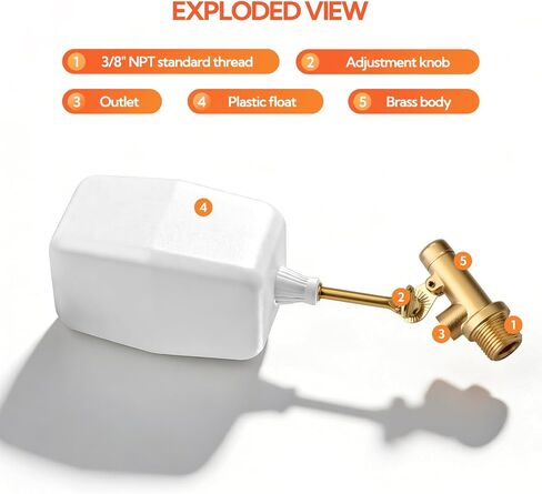 GASHER 3/8" Water Float Valve, 1PCS Water Level Controller for Water Troughs, Fountains, Water fountains, Water Tanks in Kuwait