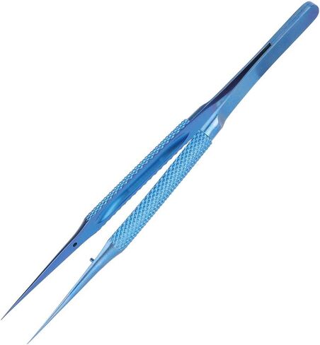 Straight Pointed Repair Tweezers, Anti Magnetic Grip Tool for Microscope Lab Ti Alloy Blue 0.15mm Fine Tip with Bending Protector 1 Piece in Kuwait