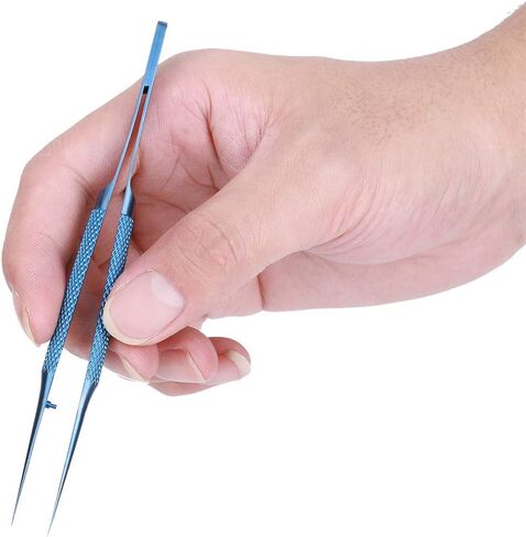 Straight Pointed Repair Tweezers, Anti Magnetic Grip Tool for Microscope Lab Ti Alloy Blue 0.15mm Fine Tip with Bending Protector 1 Piece in Kuwait