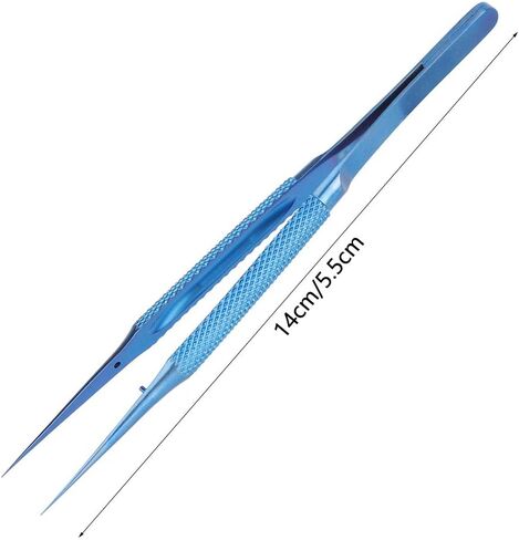 Straight Pointed Repair Tweezers, Anti Magnetic Grip Tool for Microscope Lab Ti Alloy Blue 0.15mm Fine Tip with Bending Protector 1 Piece in Kuwait