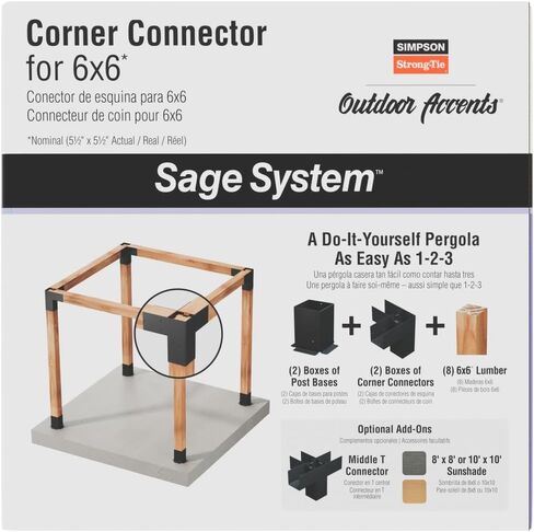 Simpson Strong-Tie SAGE-C44-KT2 Outdoor Accents Sage System Black Powder-Coated Corner Connector for 4x4 Lumber with Included Color-Matched Connector Screws (Pack of 2) in Kuwait