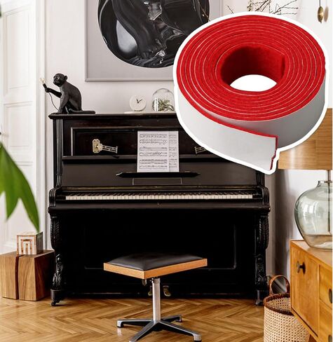 51.18x0.75inch Red and White Replacement Piano Spring Rail Felt for Piano Keyboard Maintenance Musical Instrument Parts in Kuwait