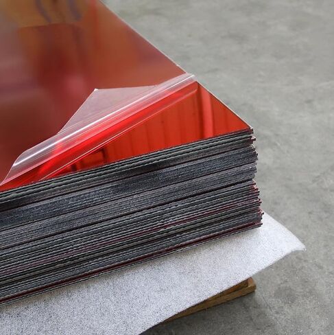 Set of 2 Red Acrylic Mirror Sheet,1/16" (1.5mm) Red Mirror Acrylic Plexiglass Plastic Sheet (Actual Size 11.875" x 11.875") in Kuwait
