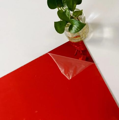 Set of 2 Red Acrylic Mirror Sheet,1/16" (1.5mm) Red Mirror Acrylic Plexiglass Plastic Sheet (Actual Size 11.875" x 11.875") in Kuwait