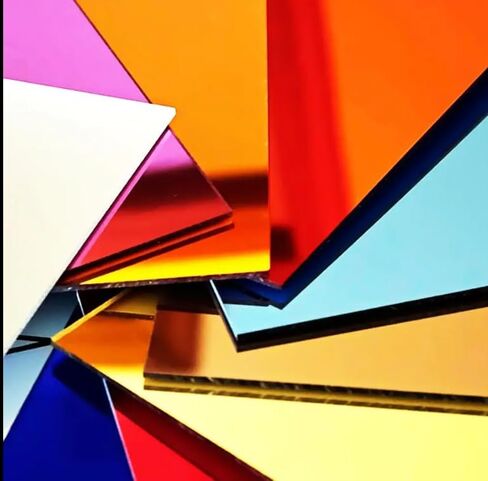 Set of 2 Red Acrylic Mirror Sheet,1/16" (1.5mm) Red Mirror Acrylic Plexiglass Plastic Sheet (Actual Size 11.875" x 11.875") in Kuwait