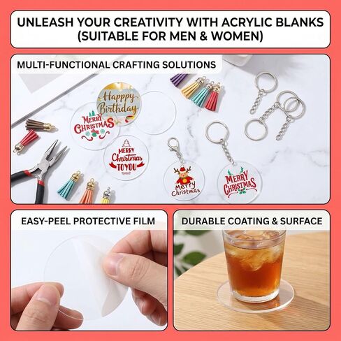 Acrylic Circle Blanks Clear Round Acrylic 30 Pack 2 Inch Clear Acrylic Round Blanks Circle Discs Transparent Coasters Ornaments Miniature Bases for DIY Crafts Painting Badge Reels Cake Disks in Kuwait
