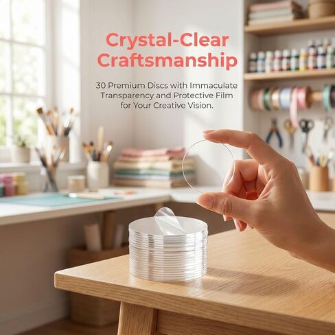 Acrylic Circle Blanks Clear Round Acrylic 30 Pack 2 Inch Clear Acrylic Round Blanks Circle Discs Transparent Coasters Ornaments Miniature Bases for DIY Crafts Painting Badge Reels Cake Disks in Kuwait