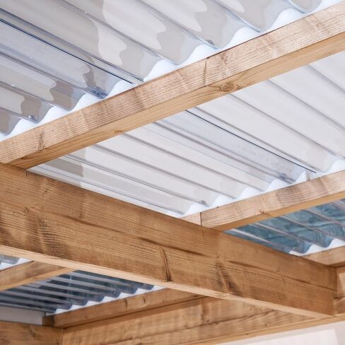 Clear Curved Polycarbonate Roofing Panels 21" W x 72" L, Set of 10, Corrugated Rainproof Roof Sheets for Deck, Patio, Carport & Under-Deck Coverage in Kuwait