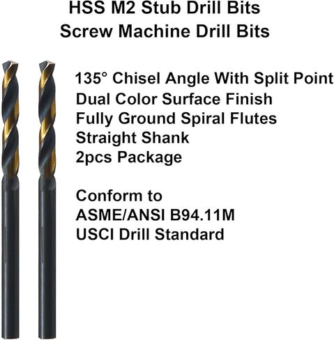 MAXTOOL 5/32 بوصة 2 قطعة مثاقب آلة لولبية متطابقة HSS M2 لقم ثقب كعب تويست أسود وبرونزي مثاقب قصيرة مستقيمة بالكامل للأرض؛ SMF02H10R10P2 in Kuwait