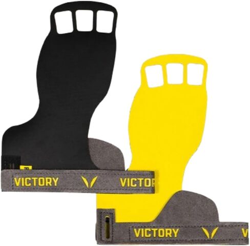 مقابض اليد للرجال من Victory Grips Conquer 3-FC للتدريب المتقاطع والجمباز - 3 أصابع تغطية كاملة بدون مقابض راحة اليد مع تصميم كلاسيكي بسيط للمعصم - زوج واحد in Kuwait