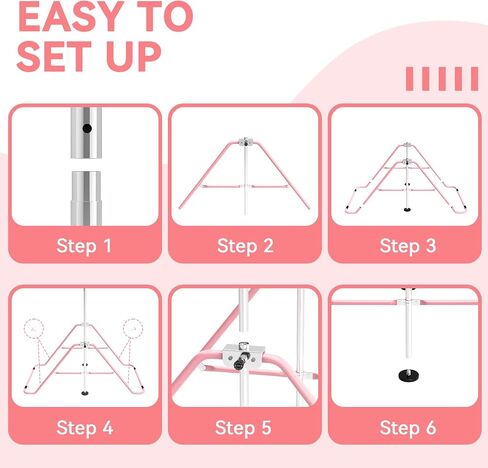 FINCOME Gymnastics Bar for Kids with Gymnastics Rings, Height Adjustable Gymnastics Horizontal Bar, Foldable Bar Gymnastics Equipment for Home Room Indoor Outdoor Training, Gymnastic Bar in Kuwait