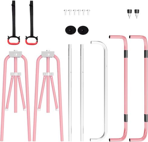 FINCOME Gymnastics Bar for Kids with Gymnastics Rings, Height Adjustable Gymnastics Horizontal Bar, Foldable Bar Gymnastics Equipment for Home Room Indoor Outdoor Training, Gymnastic Bar in Kuwait