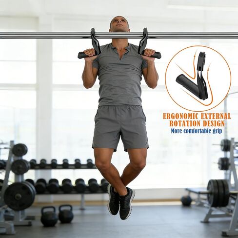 مقابض قبضة محايدة بزاوية 45 درجة لقضيب السحب، ومقابض سحب لأعلى مع خطافات محمولة مريحة للسحب، والرفعات الميتة، وصالة الألعاب الرياضية المنزلية، وتدريبات القوة، وأشرطة المقاومة - أسود in Kuwait