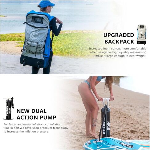 COOLCAA Inflatable Paddle Board, 440lb Max Capacity, Stand Up Board with Premium SUP Accessories, Stable Design, Non-Slip Comfort Deck, Boards for Adults & Youth, 10'6 x 33'' x 6'' Blue in Kuwait