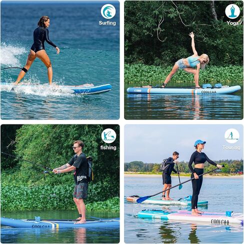 COOLCAA Inflatable Paddle Board, 440lb Max Capacity, Stand Up Board with Premium SUP Accessories, Stable Design, Non-Slip Comfort Deck, Boards for Adults & Youth, 10'6 x 33'' x 6'' Blue in Kuwait