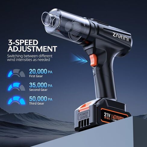 Handheld Cordless Vacuum Cleaner - 50000Pa High-Power Brushless Motor, Rechargeable Car Vacuum with 2 Batteries & Charger, 6-in-1 Portable Vacuum Cleaners for Home, Pet Hair, Keyboard, Black in Kuwait