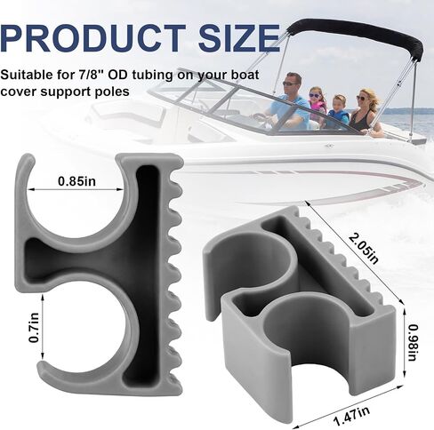 Treela 4 Pcs Bimini Top Support Pole Clips Holder Top Rod Clip Brackets Hardware - Durable Plastic, Corrosion & UV Resistant, Ideal for Boats, Yachts & Kayaks in Kuwait