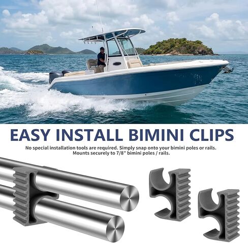 Treela 4 Pcs Bimini Top Support Pole Clips Holder Top Rod Clip Brackets Hardware - Durable Plastic, Corrosion & UV Resistant, Ideal for Boats, Yachts & Kayaks in Kuwait