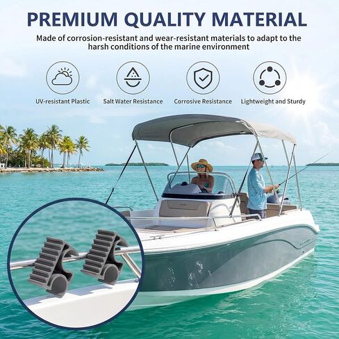Treela 4 Pcs Bimini Top Support Pole Clips Holder Top Rod Clip Brackets Hardware - Durable Plastic, Corrosion & UV Resistant, Ideal for Boats, Yachts & Kayaks in Kuwait