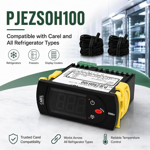 وحدة تحكم في درجة الحرارة PJEZS0H100 مناسبة للكاريل وجميع أنواع الثلاجة، وحدة تحكم رقمية دقيقة في درجة الحرارة 115 فولت مع مسبار مستشعر درجة الحرارة ومسبارين NTC وتعليمات تركيب الأجهزة in Kuwait