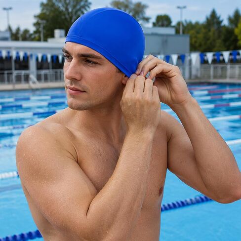 Elastic Swim Caps for Man Women Pure Color Swimming Pool Cap Bathing Caps in Kuwait