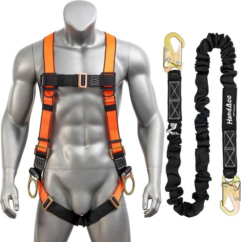 Fall Protection Safety Belt With Shock Absorbing Lanyard, Full Body Construction Protection Fall Arrest ANSI Compliant in Kuwait
