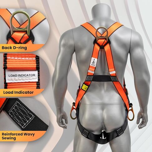 Fall Protection Safety Belt With Shock Absorbing Lanyard, Full Body Construction Protection Fall Arrest ANSI Compliant in Kuwait