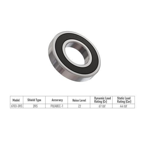 6703-2RS 2 PCS Deep Groove Ball Bearing 17×23×4mm Double Black Rubber Sealed Ball Bearing Chrome Steel P0 Z2 Bearing for Industrial Machine,Power Tools in Kuwait