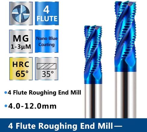 1pcs 4 Flute Roughing End Mill Carbide Milling Cutter 4mm-12mm Spiral CNC Router Bit Metal Tool in Kuwait