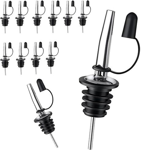 12 Pack Leak-Proof Dust Cap Wine Pourers,Stainless Steel Bottle Pourers for Alcohol, Olive Oil & Syrups- Fast, Controlled Pouring,Bar & Home Kitchen Accessories in Kuwait