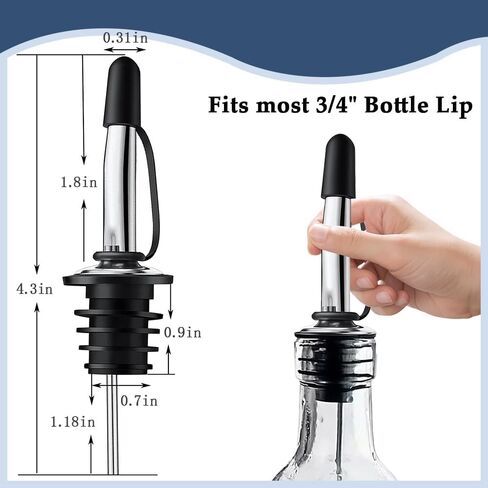 12 Pack Leak-Proof Dust Cap Wine Pourers,Stainless Steel Bottle Pourers for Alcohol, Olive Oil & Syrups- Fast, Controlled Pouring,Bar & Home Kitchen Accessories in Kuwait