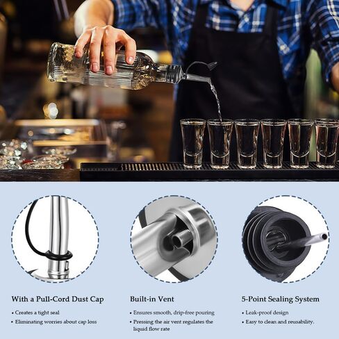 12 Pack Leak-Proof Dust Cap Wine Pourers,Stainless Steel Bottle Pourers for Alcohol, Olive Oil & Syrups- Fast, Controlled Pouring,Bar & Home Kitchen Accessories in Kuwait