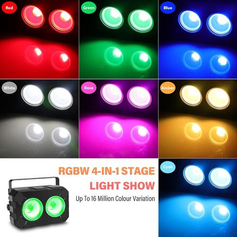 Telbum LED Stage Lights 2 Pack - 120W RGBW 4in1 Stage Wash Light، COB Par Light - التحكم DMX - مصابيح الصوت المنشط لأحداث الزفاف والحفلات الموسيقية والكنيسة ومسرح النادي وبار الحفلات in Kuwait