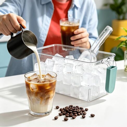 مجموعة صناديق الثلج والمجارف المرنة، صندوق ثلج بلاستيكي مع مقبض سحب للخارج، دلو تخزين شفاف للحاوية مع مغرفة دلو (10.83 × 4.92 × 4.33 بوصة) in Kuwait