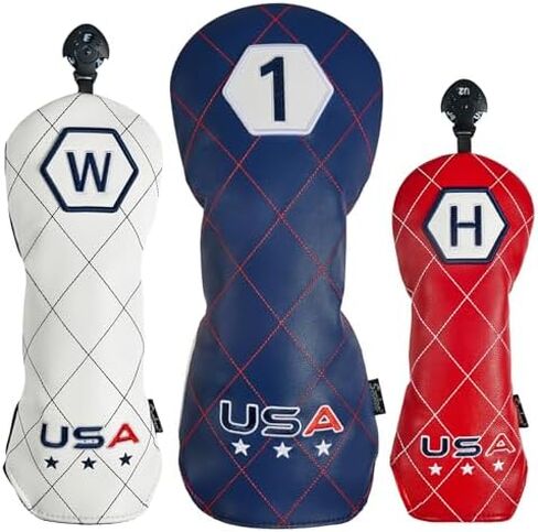 Golf Head Covers Funny for Men, 4-Pack Golf Club Covers Driver Fairway Hybrid Headcover Set, Universal Fit Patriotic Golf Accessories in Kuwait